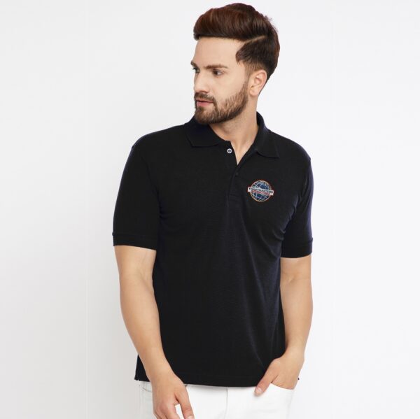 Logo Embroidered Cotton Black Tshirt