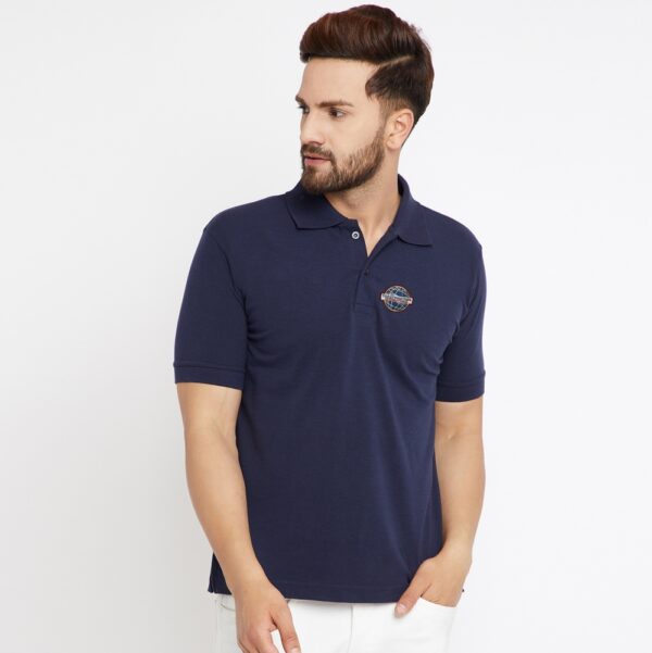 Logo Embroidered Cotton Blue Tshirt