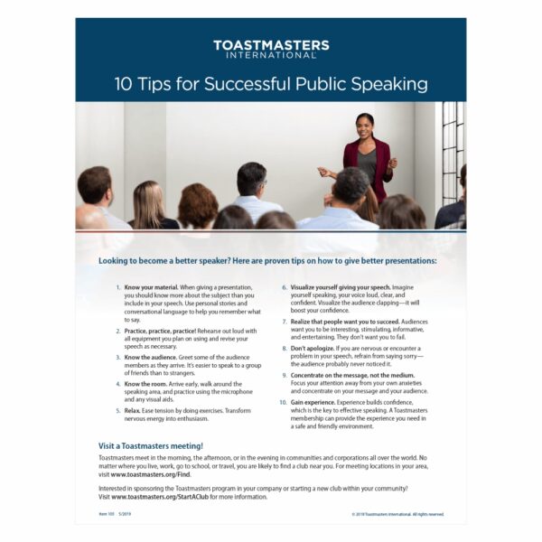 Flyer-10 Tips for Successful Public Speaking-20 Pcs
