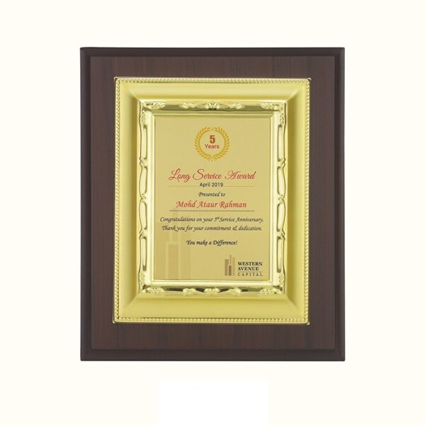 Wood Metal Gold Plaque