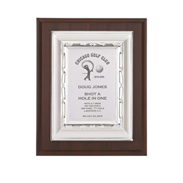 Wood Metal Silver Plaque